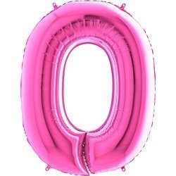 Balon Foliowy Cyfra 0 Różowa Fuksja - 102 cm Grabo
