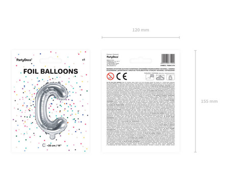 Balon foliowy Litera K, 35cm, Srebrna