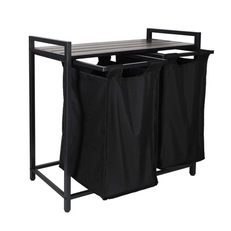 Kosz na pranie bieliznę 2 komory z półką blatem pojemnik loft 80l