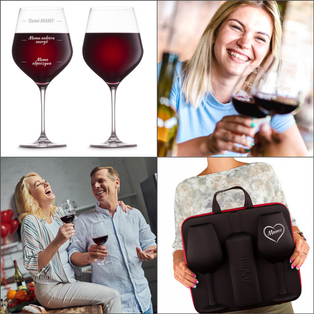 Etui na wino z kieliszkami diVinto dla Mamy - prezent dla mamy na urodziny
