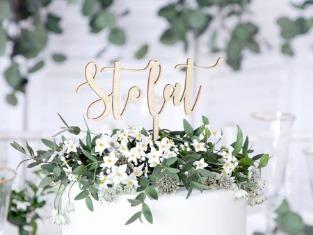 Topper drewniany urodzinowy Sto lat, 14cm