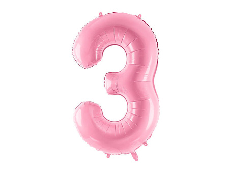 Balon foliowy Cyfra 3, 86cm, różowy