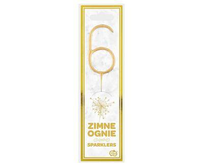 Zimne ognie złota cyfra 6,  17cm