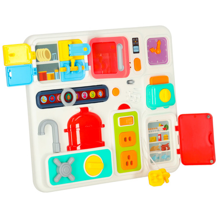 Tablica manipulacyjna sensoryczna montessori kuchnia zegar światło dźwięk