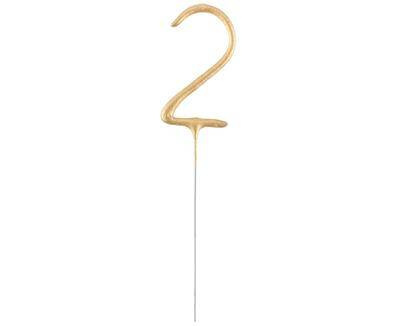 Zimne ognie złota cyfra 2,  17cm