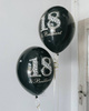 Balony Strong, urodzinowe 18 & Brilliant, Czarne 30cm, 50 szt.