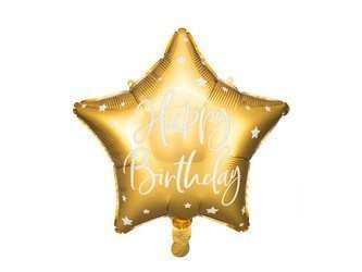 Balon foliowy urodzinowy gwiazdka Happy Birthday 40cm złoty