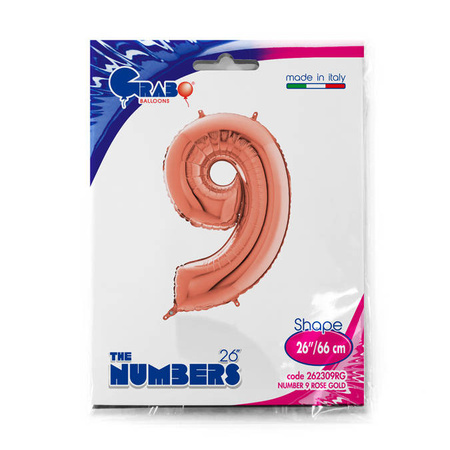 Balon foliowy Cyfra 9 Rose Gold - 66 cm Grabo
