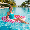 Materac dmuchany plażowy hamak wodny leżak fotel krzesło do pływania basenu różowy