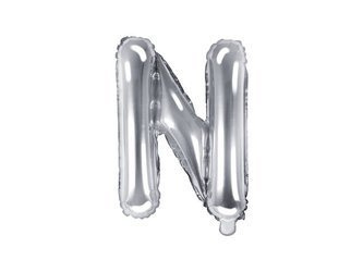 Balon foliowy Litera N, 35cm, Srebrna