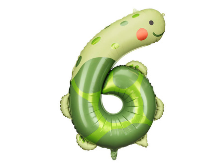 Balon foliowy Cyfra 6 - Żółw, 96 cm