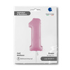 Balon Foliowy Cyfra 1 Różowa Pastel Pink, 66 cm Grabo