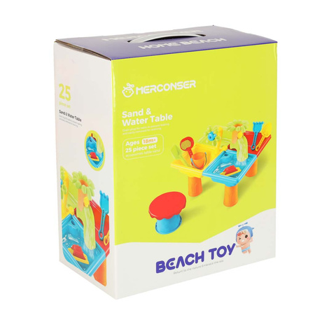 Stolik wodny cztery części piaskownica łopatki konewka stołek