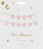 Baner napis na baby shower gwiazdki jasnoróżowe 290cm x 16,5cm