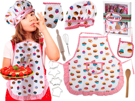 Zestaw kucharza dla dzieci kostium fartuch czapka kucharska rękawica + akcesoria