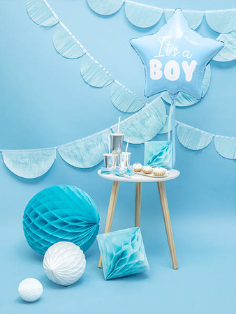 Balon foliowy "It's a boy" na baby shower gwiazda niebieska 48cm