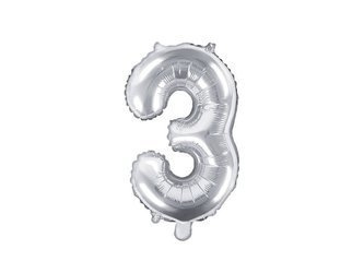 Balon foliowy Cyfra 3, 35cm, srebrny