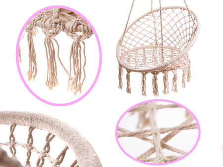 Huśtawka LUARO fotel bocianie gniazdo ecru 80cm 150kg