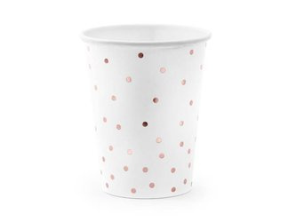 Kubeczki Kropki, Białe, rose gold 260ml