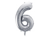 Balon foliowy Cyfra 6 srebrna, 86cm