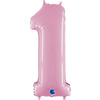 Balon Foliowy Cyfra 1 Różowa Pastel Pink, 66 cm Grabo