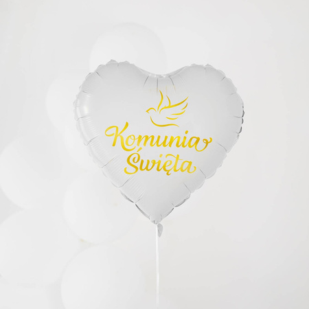 Balon foliowy Komunia Święta, gołąbek 45 cm