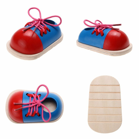 Buty drewniane do nauki sznurowania wiązania sznurowadeł 2 sztuki