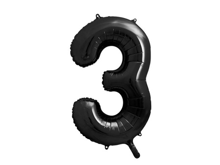 Balon foliowy Cyfra 3 czarna, 86cm