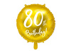 Balon foliowy 80th Birthday, złoty, średnica 45cm