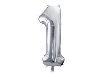 Balon foliowy Cyfra 1 srebrna, 86cm