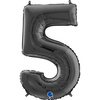 Balon Foliowy Cyfra 5 Czarny, 66 cm Grabo