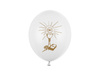 Balony lateksowe IHS I Komunia Święta, Białe Pastelowe, 27cm  (1 op. / 6 szt.)