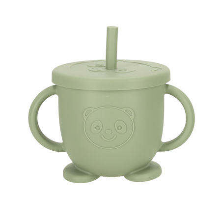 Naczynia silikonowe dla dzieci sowa zestaw 8 elementów zielone