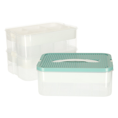 Organizer pudełko pojemnik na klocki zabawki drobiazgi z pokrywą przegródkami 3 piętra warstwy