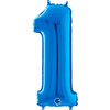 Balon Foliowy Cyfra 1 Niebieski, 66 cm Grabo