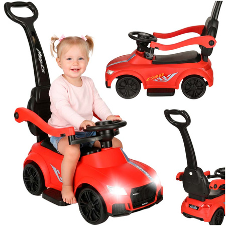 Jeździk pchacz samochód 3w1 z dźwiękiem światłami czerwony