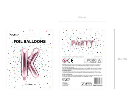 Balon foliowy Litera K, 35cm, Rose Gold różowe złoto