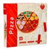 Pizza drewniany zestaw do zabawy na rzep  akcesoria łopatka nóż talerz nauka krojenia 20cm