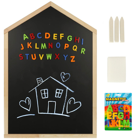 Tablica magnetyczna kredowa na ścianę drewniana domek 92cm x 62cm