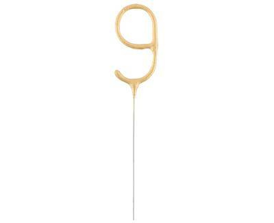 Zimne ognie złota cyfra 9,  17cm