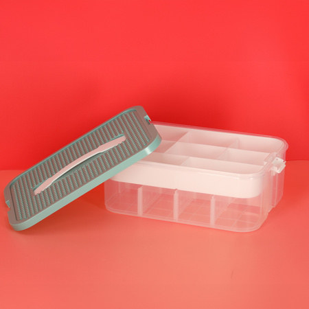 Organizer pudełko pojemnik na klocki zabawki drobiazgi z pokrywą przegródkami