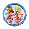 Balon foliowy Psi Patrol okrągły niebieski, Happy Birthday 46 cm