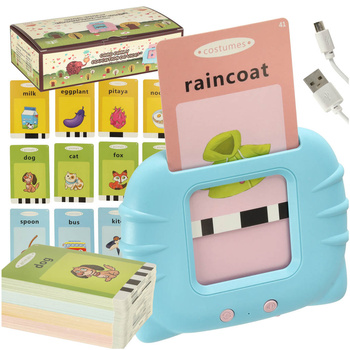 Nauka języka angielskiego czytnik kart do nauki słówek fiszki niebieski