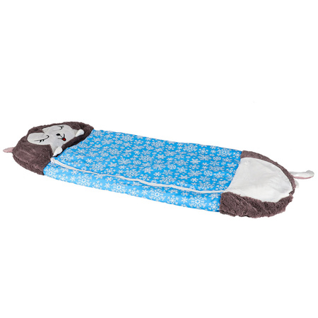 Śpiwór do spania dla dzieci turystyczny poduszka 2w1 125x50cm niebieski