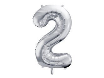 Balon foliowy Cyfra 2 srebrna, 86cm