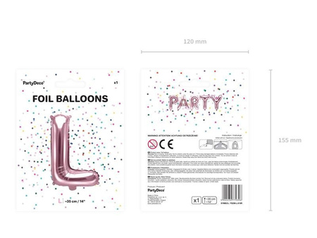 Balon foliowy Litera L, 35cm, Rose Gold różowe złoto