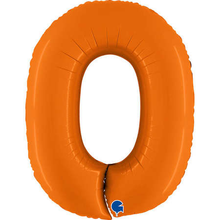 Balon Foliowy Cyfra 0, Matowa Pomarańczowa, 102cm Grabo