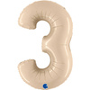 Balon Foliowy Cyfra 3, Satynowa Kremowa 102cm Grabo