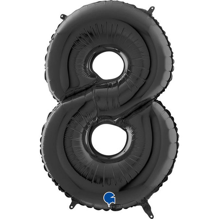 Balon Foliowy Cyfra 8 Czarny, 66 cm Grabo