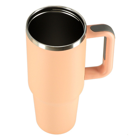 Kubek termiczny ze słomką i uchwytem termos 1200ml róż pudrowy